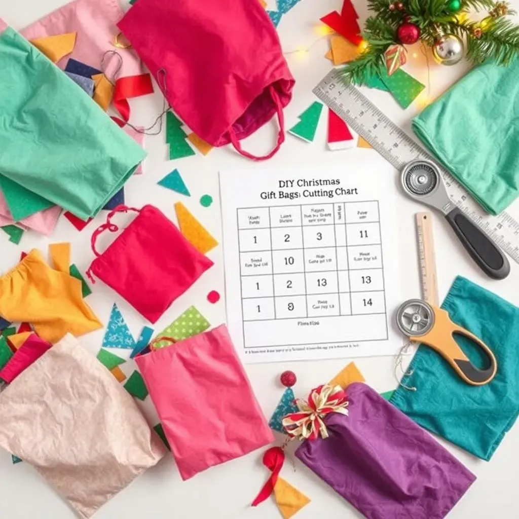 Cutting Chart for Various Diy Xmas Gift Bag Sizes